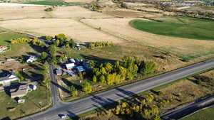 Aerial view of property's location with rural landscape