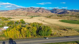 View of mountain background with rural landscape