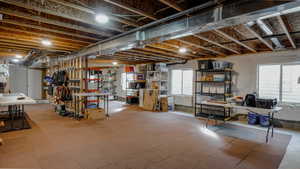 Below grade area featuring tile patterned floors