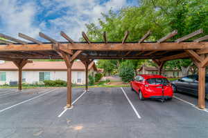 View of covered parking lot
