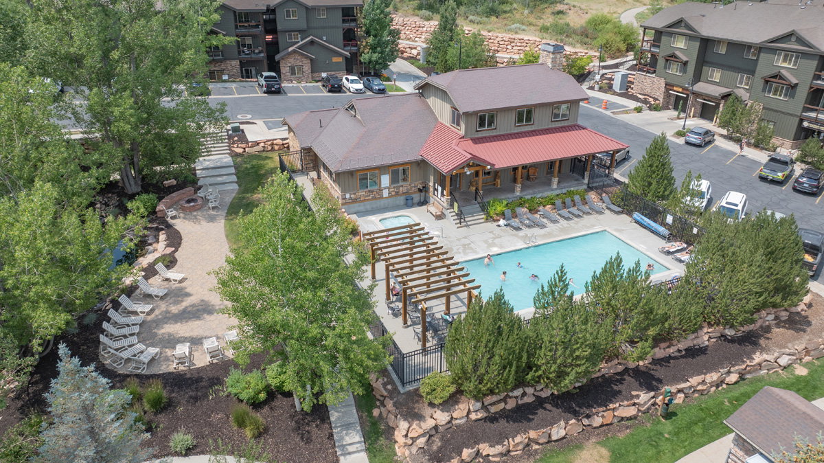 Bird's eye view of a pool