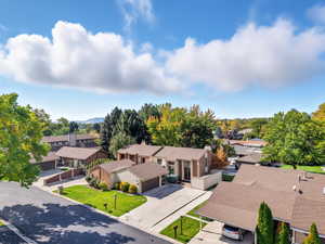 Aerial perspective of suburban area
