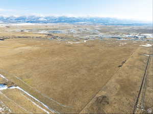 Aerial view of sparsely populated area featuring mountains
