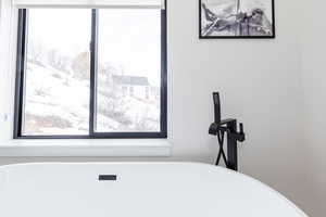 Bathroom view of a freestanding bath