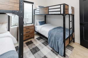 Bedroom with light wood-type flooring