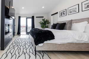 Large primary Bedroom with deck to hot tub