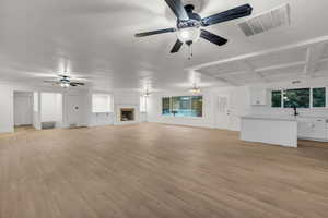 Front room, great room, all new floors, new kitchen, new paint, new textured ceiling, all done with contractors