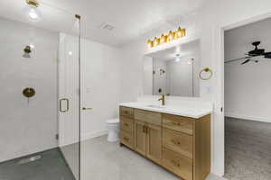 New shower, glass, toilet, vanity, lighting, tile, installed professionally
