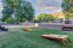 View of yard at dusk