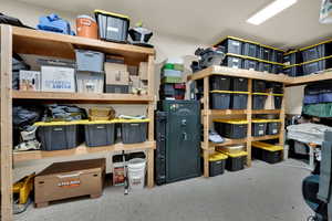 View of storage area in detached garage