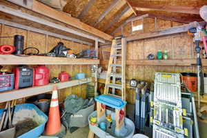 View of storage area in shed.