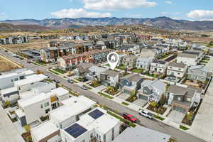 Aerial view of a mountain backdrop