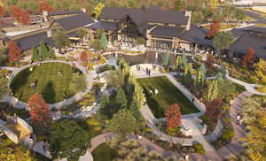 Aerial view of residential area