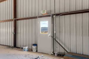 Garage with metal wall