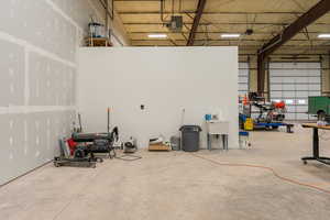 Garage featuring a sink