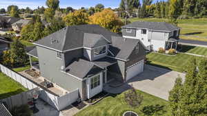 Aerial perspective of suburban area