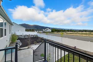 Balcony with a mountain view