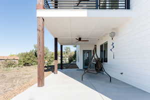 Patio / terrace featuring a patio and ceiling fan