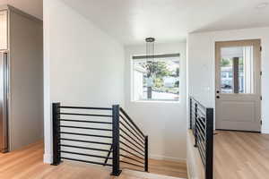 Stairway with wood finished floors