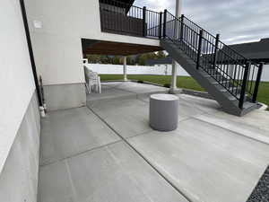 View of patio with stairway