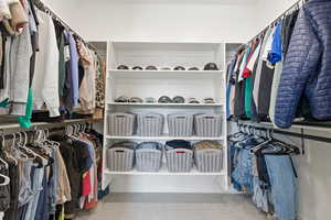 View of walk in closet