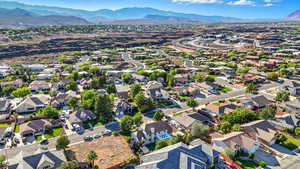 Aerial view of a mountainous background