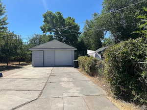 View of detached garage