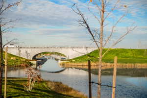 Water view featuring a notable bridge