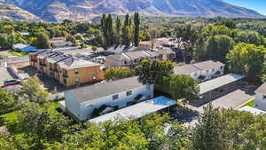 Bird's eye view of a mountain backdrop