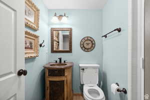 Bathroom with vanity and toilet