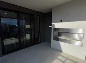 Level 3 balcony and fireplace