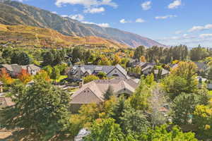 View of mountain background with nearby suburban area