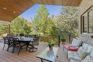 Wooden deck with outdoor dining area