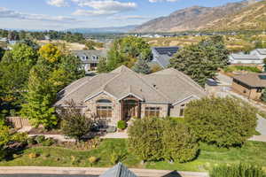View from above of property featuring a mountain backdrop
