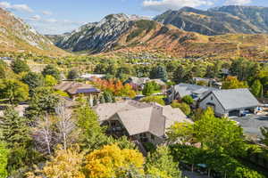 View of mountain backdrop with nearby suburban area