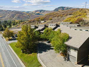 Bird's eye view of a mountain backdrop