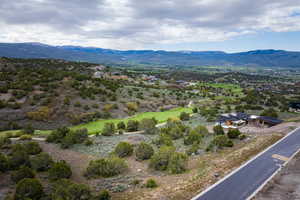 Drone / aerial view of a mountain backdrop