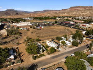 Aerial overview of property's location with mountains