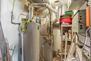 Utilities featuring gas water heater and heating unit