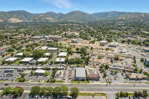 Bird's eye view of a mountain backdrop