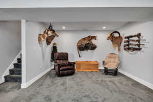 Flexible nook area off of downstairs living room could be used as a fitness gym, play area, game room, etc.