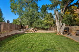 View of fenced backyard