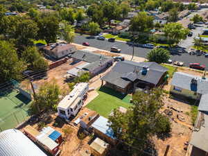 Aerial perspective of suburban area