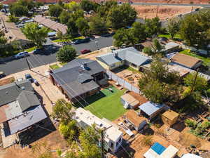 Aerial perspective of suburban area