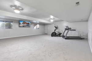 Exercise area with carpet