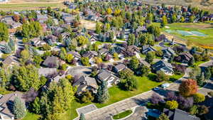 Aerial perspective of suburban area