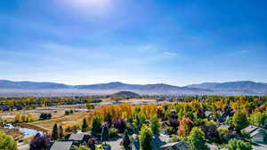 Aerial view of a mountainous background