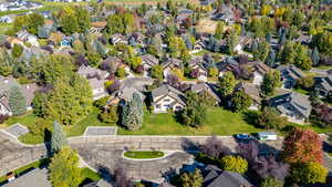 Aerial perspective of suburban area