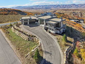 View from above of property featuring mountains