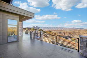 Balcony with a mountain view